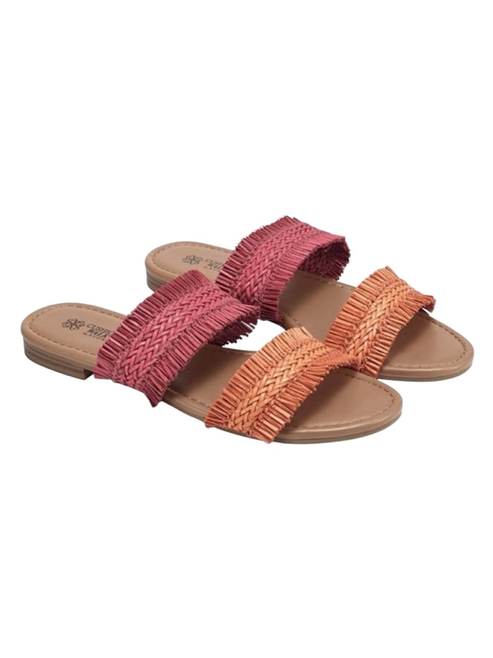 Cushion Walk by Avon Woven Bohemian Fringe Sandals Pink Orange Size 10